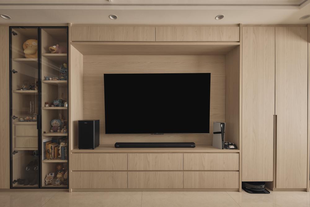 Modern Living Room with TV Console and Display Cabinets