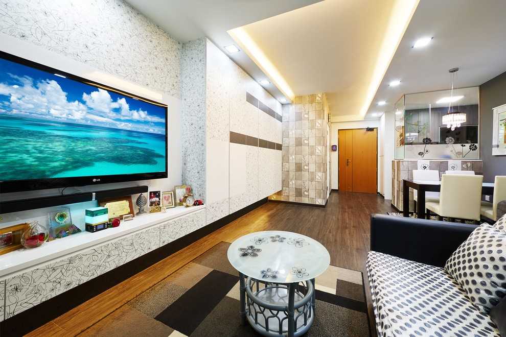 Contemporary Living Room with Vinyl Flooring and Homogeneous Tiles