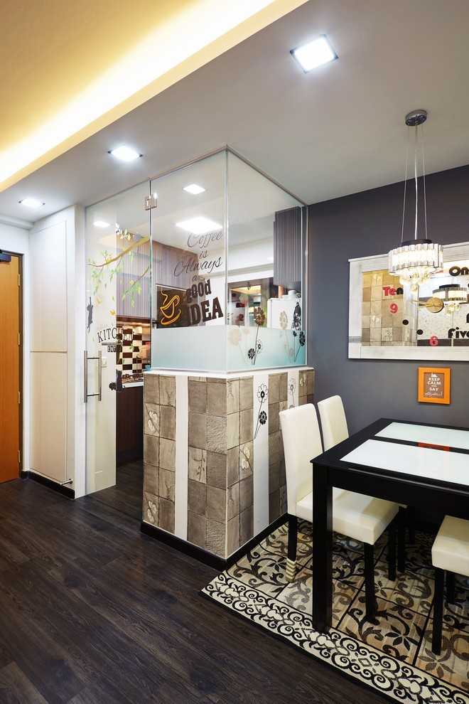 Contemporary Dining Room with Downlights and Dining Table