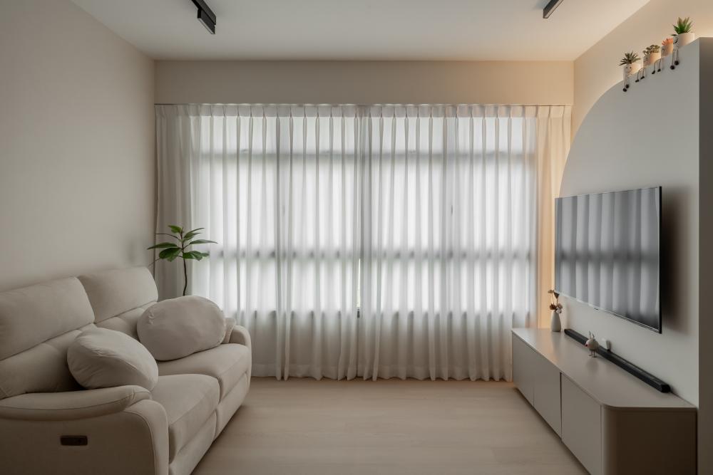 Minimalist Living Room with TV Console and Feature Wall