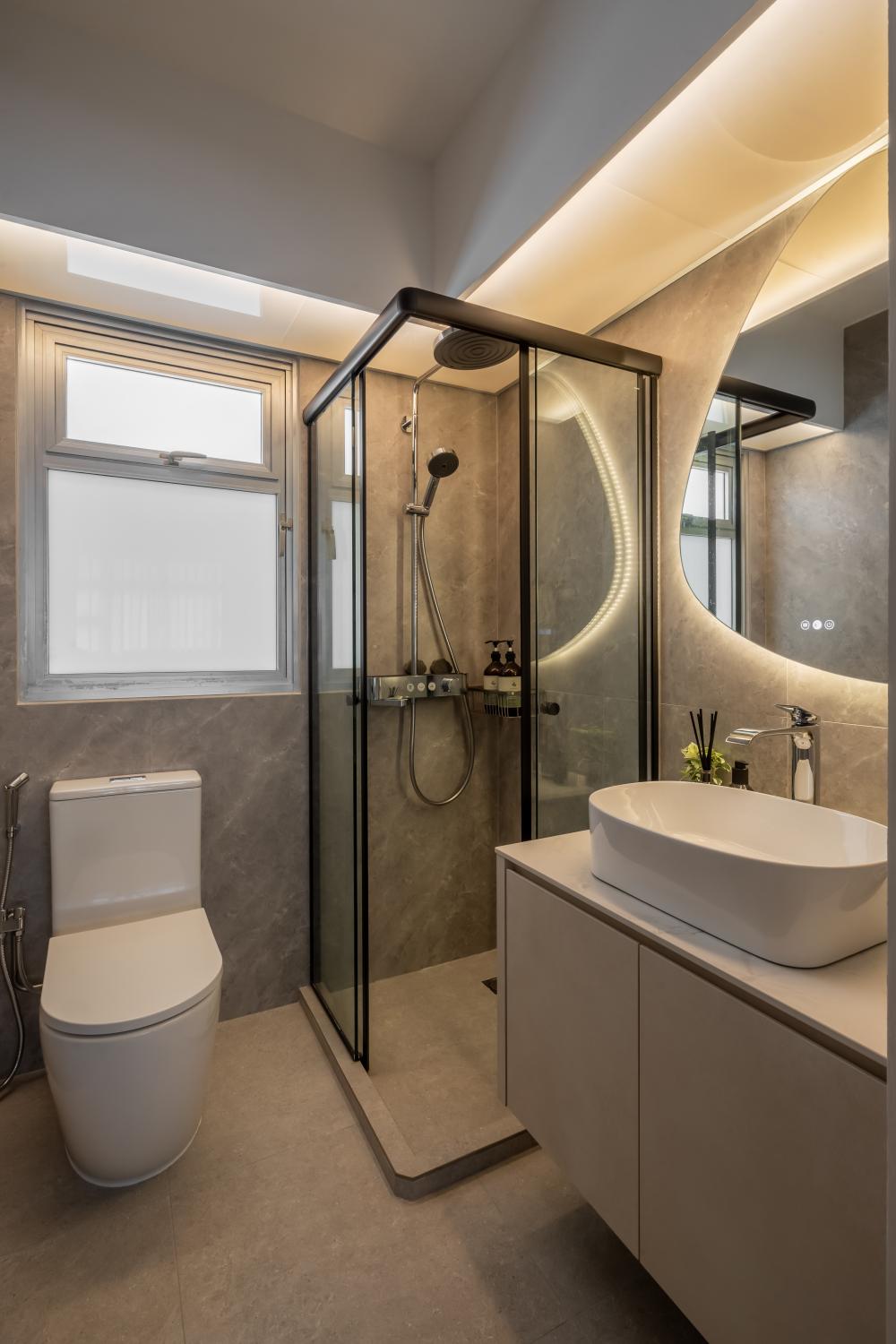 Minimalist Bathroom with Mirror and Bathroom Storage