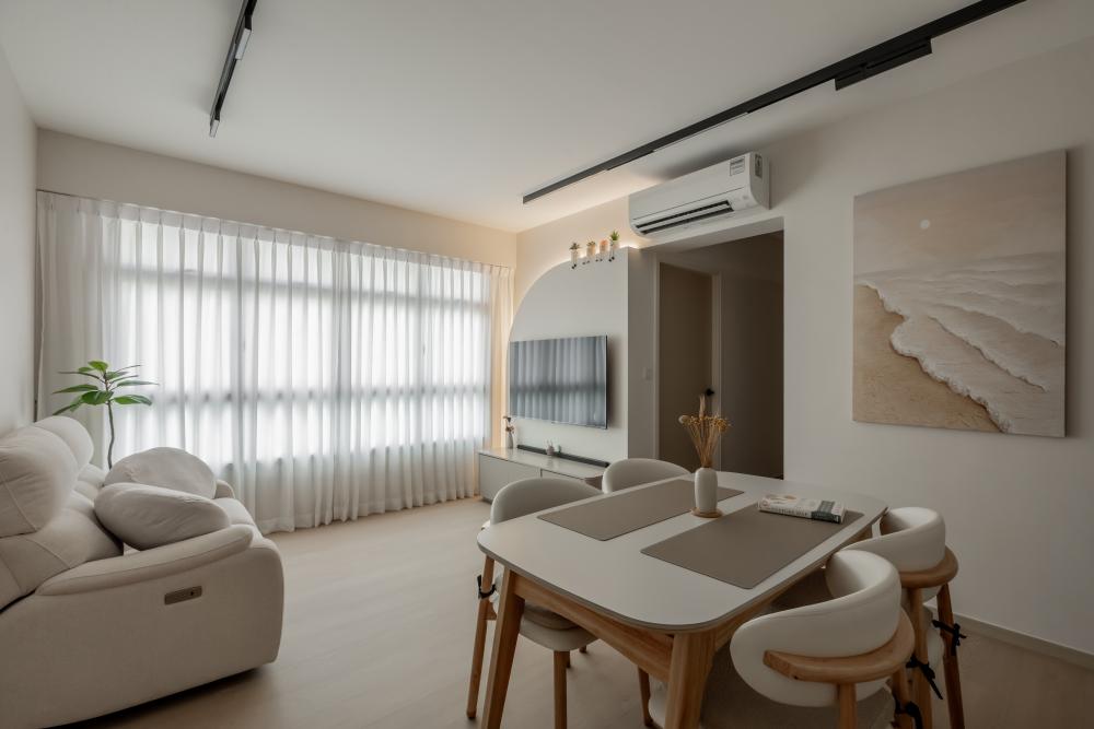 Minimalist Living Room with Sofa and Dining Table