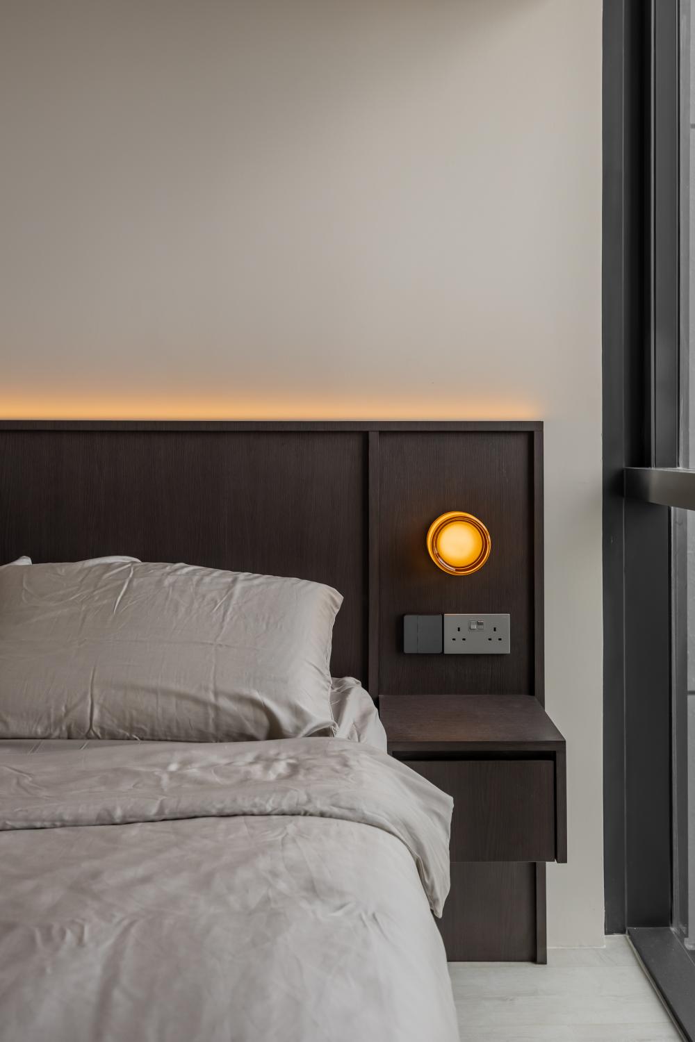 Contemporary Bedroom with Bedside Table and Bed