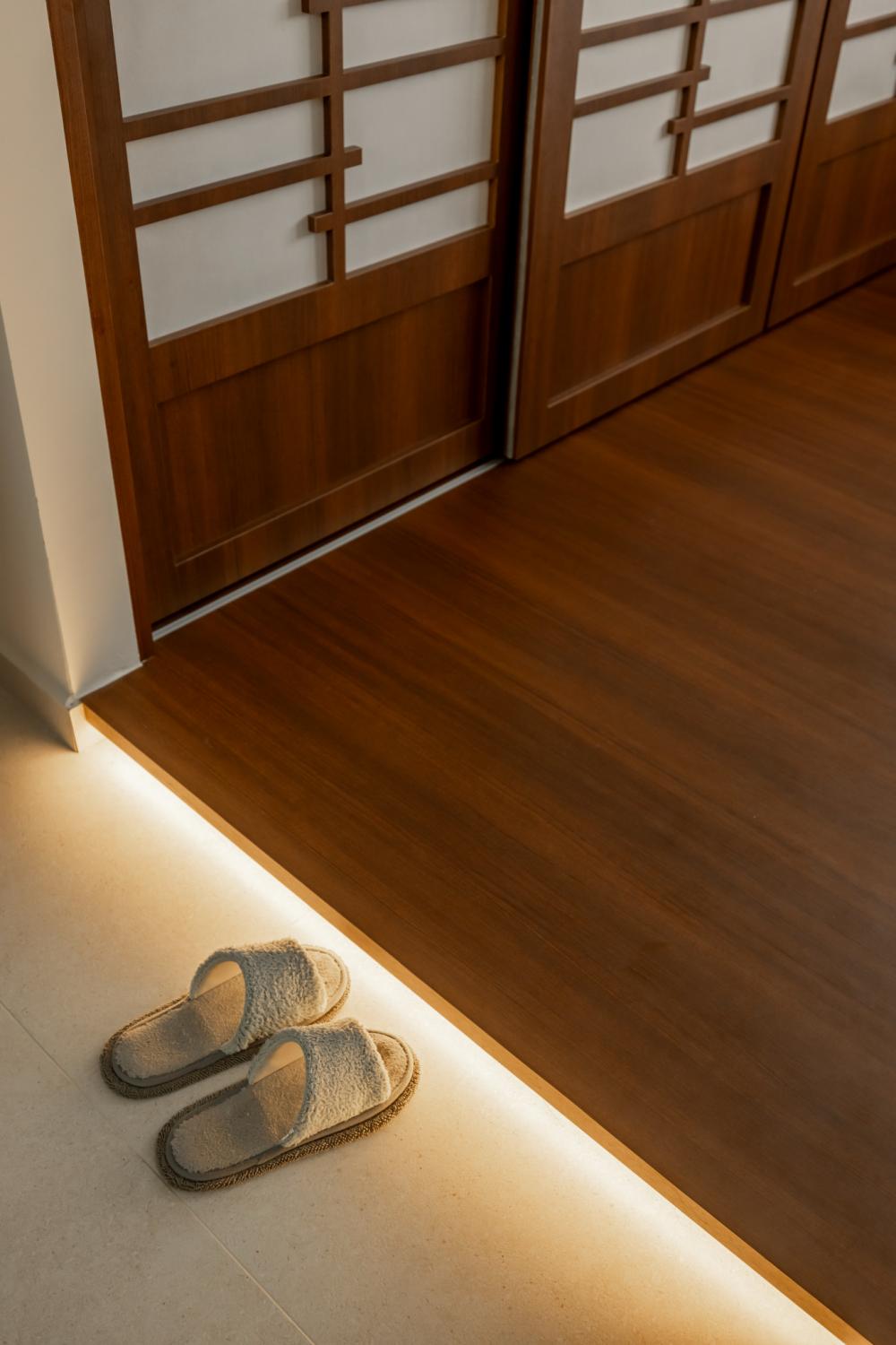 Contemporary Bedroom with Platform Bed and Wardrobe
