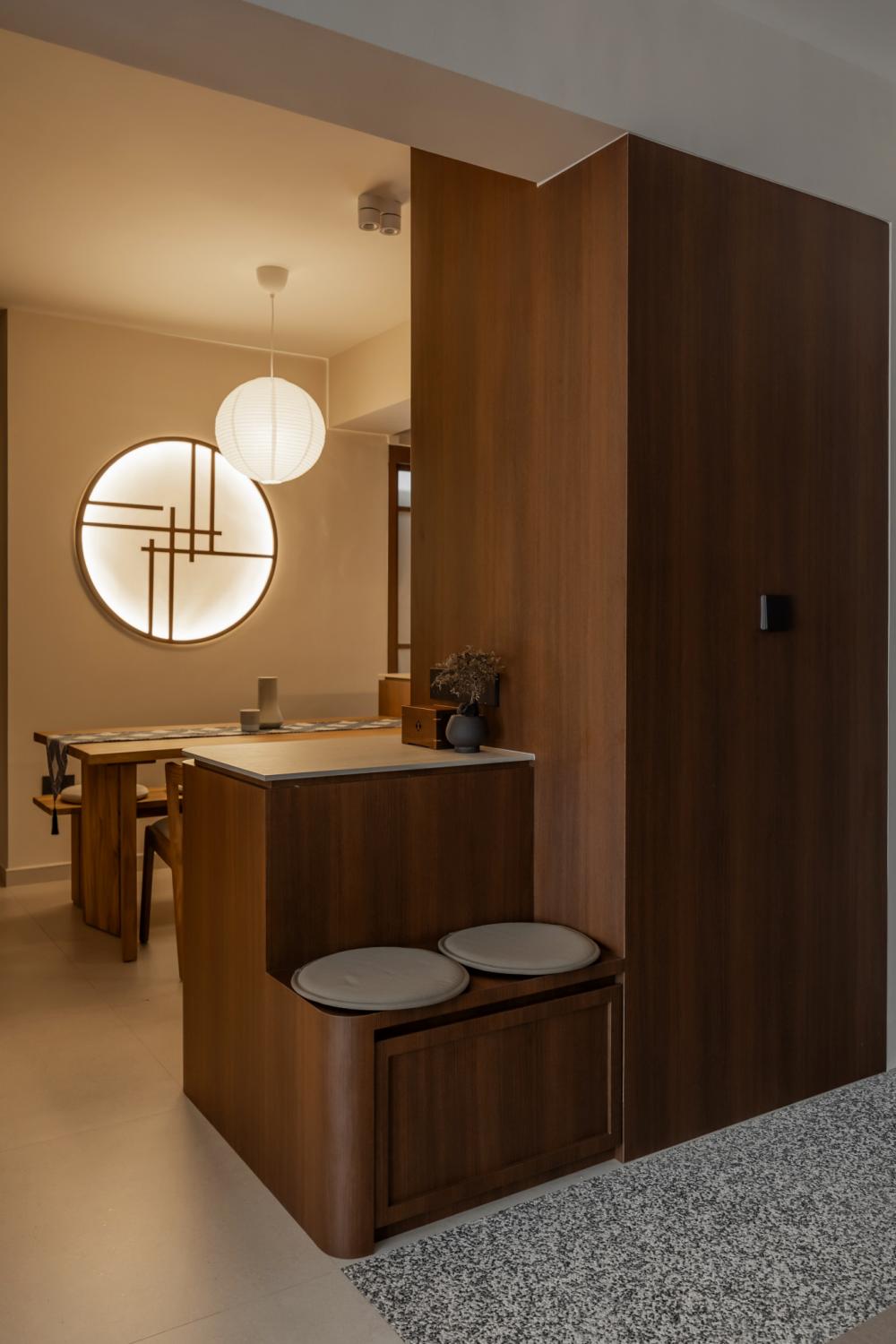 Contemporary Entryway with Seating Bench and Doormats