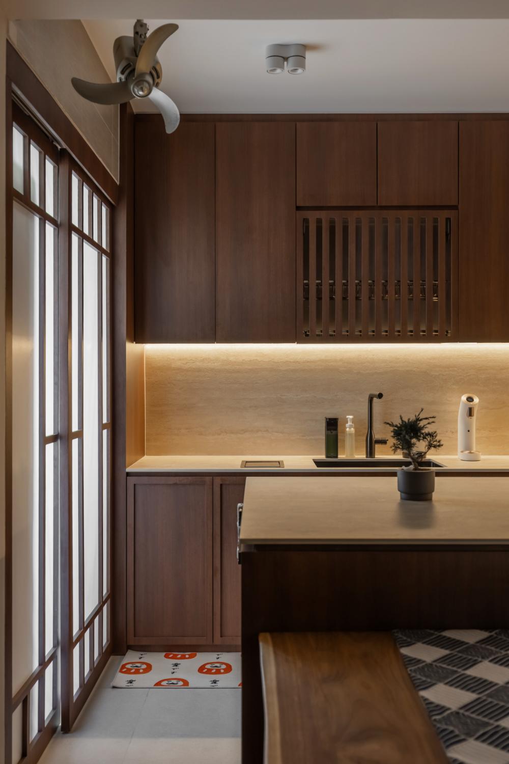 Contemporary Kitchen with Kitchen Island and Kitchen Cabinets