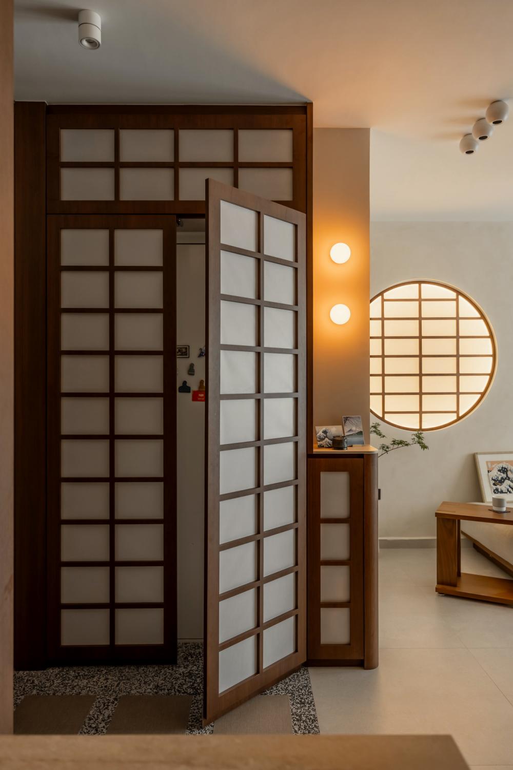 Contemporary Foyer with Storage Cabinets and Small Storage