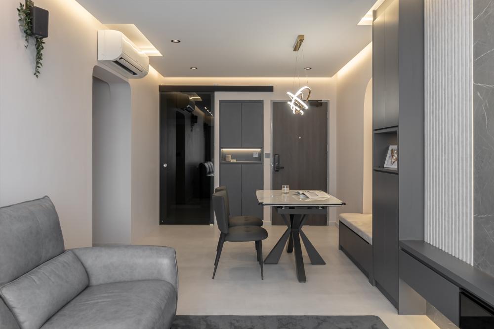 Contemporary Dining Room with Cove Lighting and Dining Table