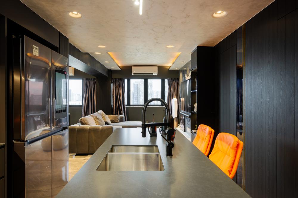 Modern Kitchen with Countertop and Kitchen Island