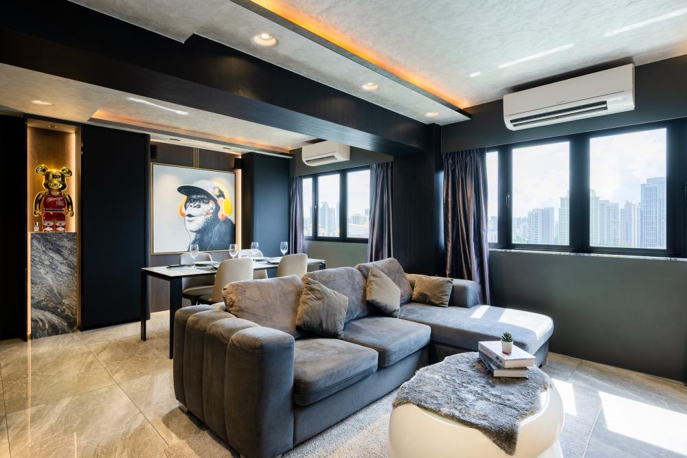 Modern Dining Room with Cove Lighting and Ceiling Light