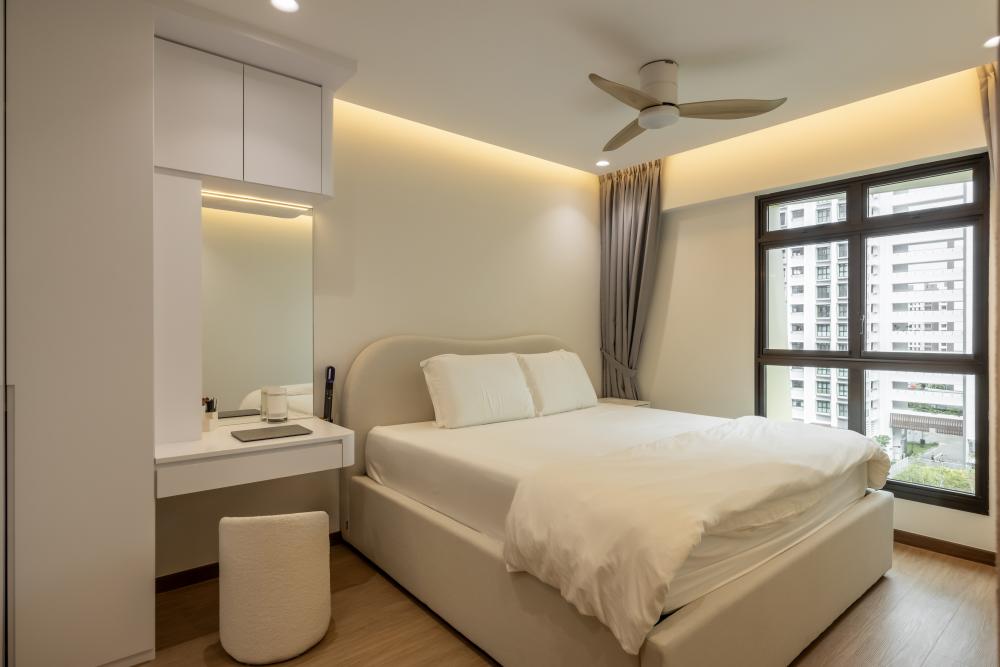 Scandinavian Bedroom with Vinyl Flooring and Wardrobe