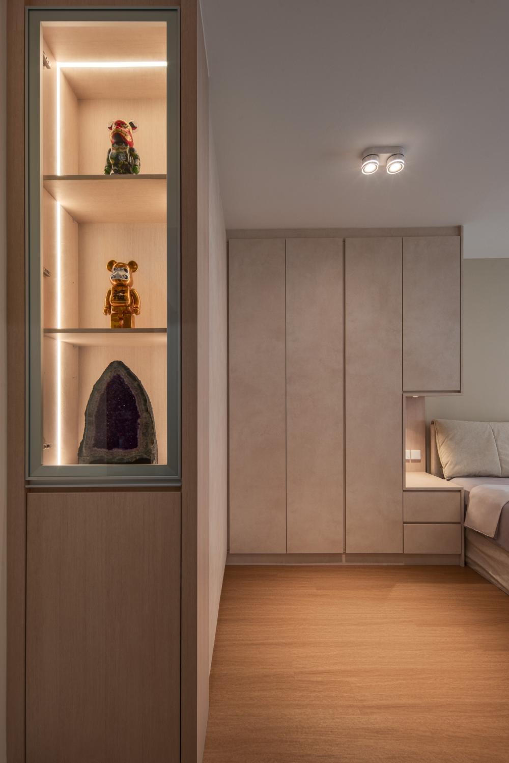 Minimalist Bedroom with Ceiling Light and Wardrobe