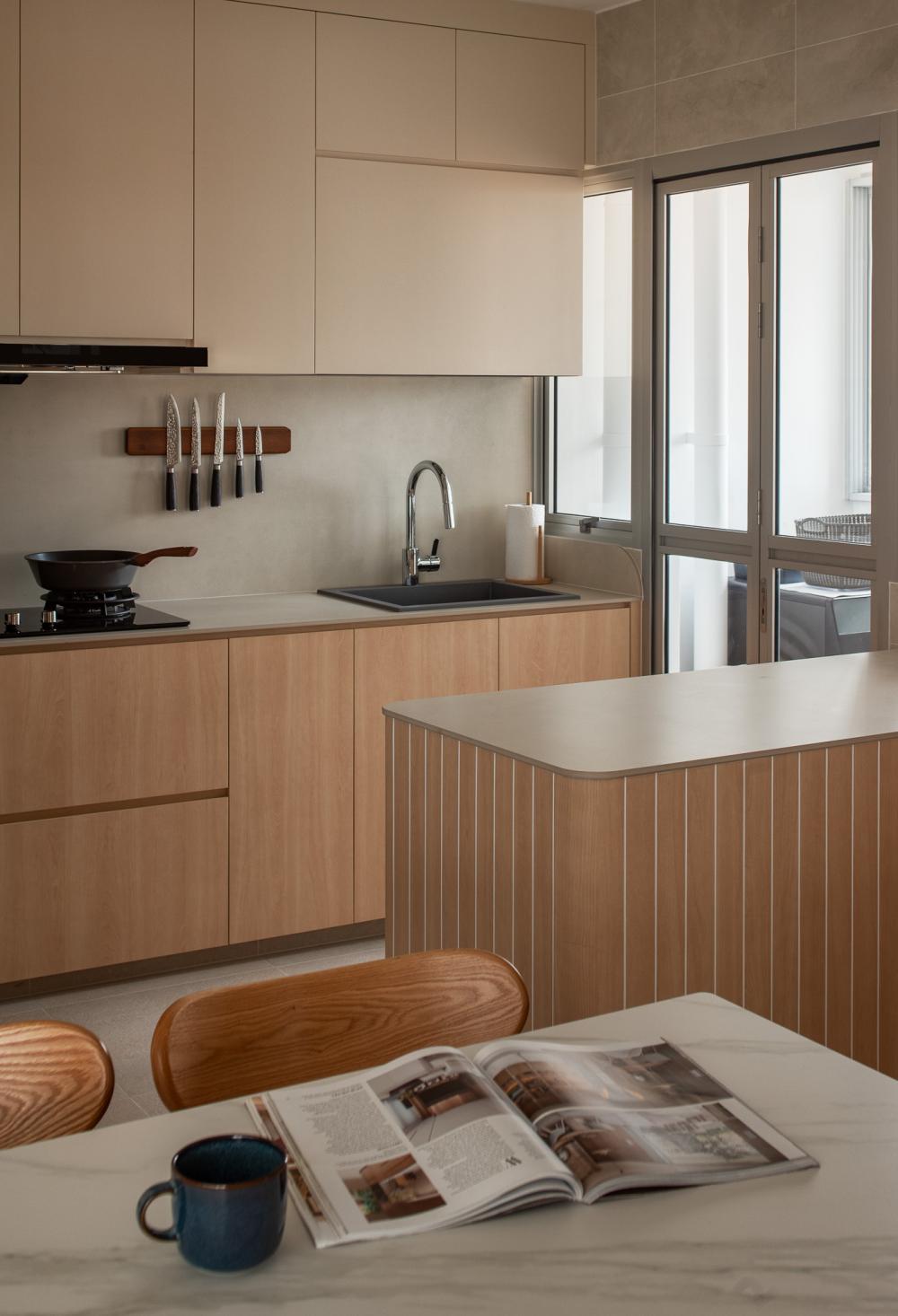 Scandinavian Kitchen with Countertop and Kitchen Island
