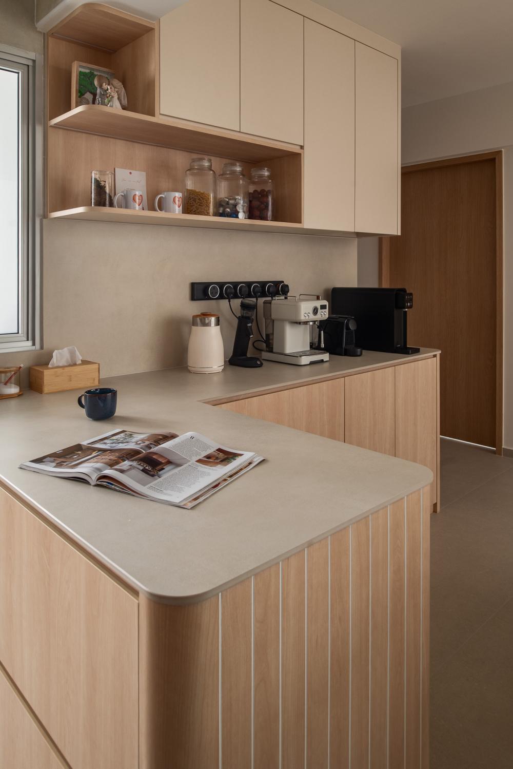 Scandinavian Kitchen with Countertop and Kitchen Island