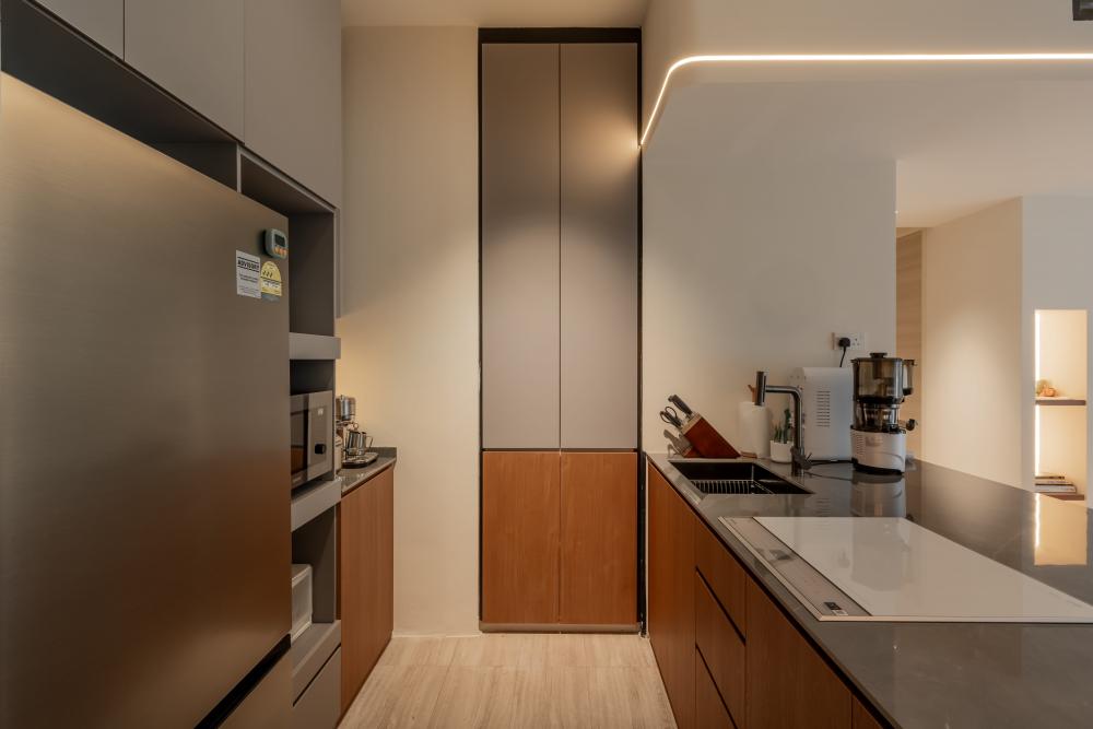 Minimalist Kitchen with Countertop and Vinyl Flooring