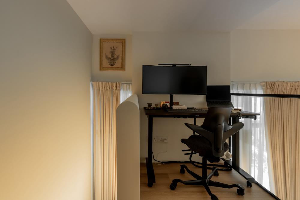 Minimalist Mezzanine with Loft and Bedside Table