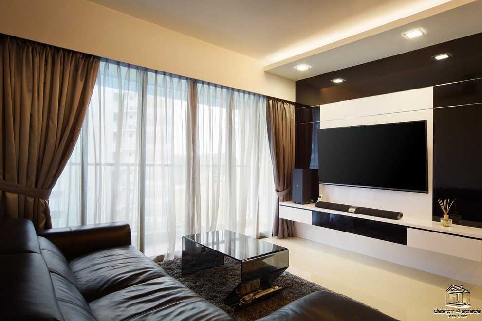 Contemporary Living Room with TV Console and Sofa