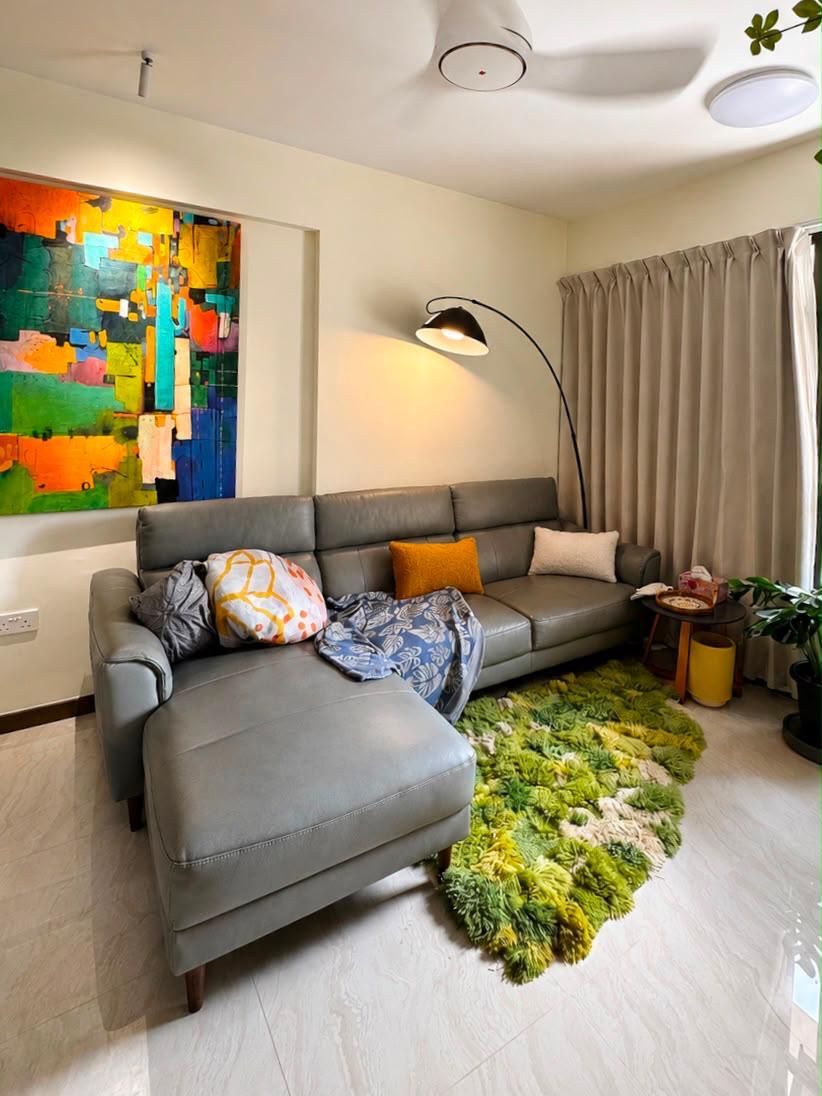 Modern Living Room with Ceiling Light and Carpet