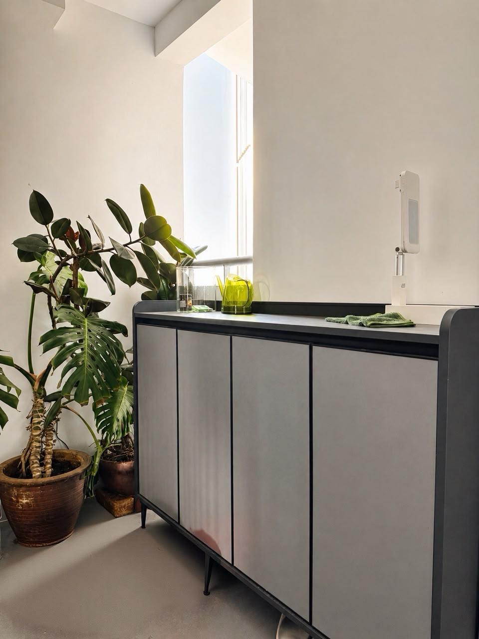 Modern Entryway with Shoe Rack and Small Storage