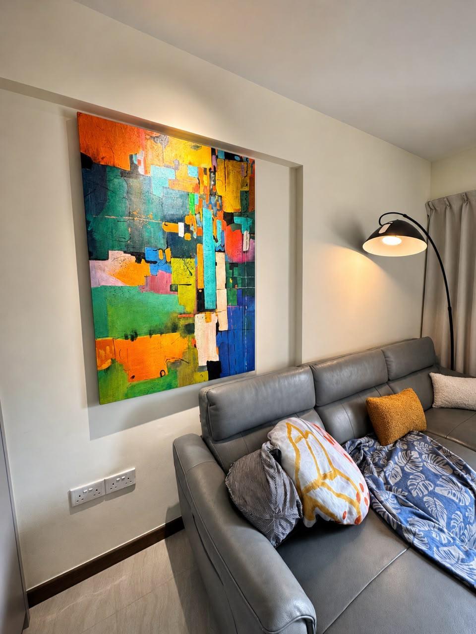 Modern Living Room with Sofa and Paintings