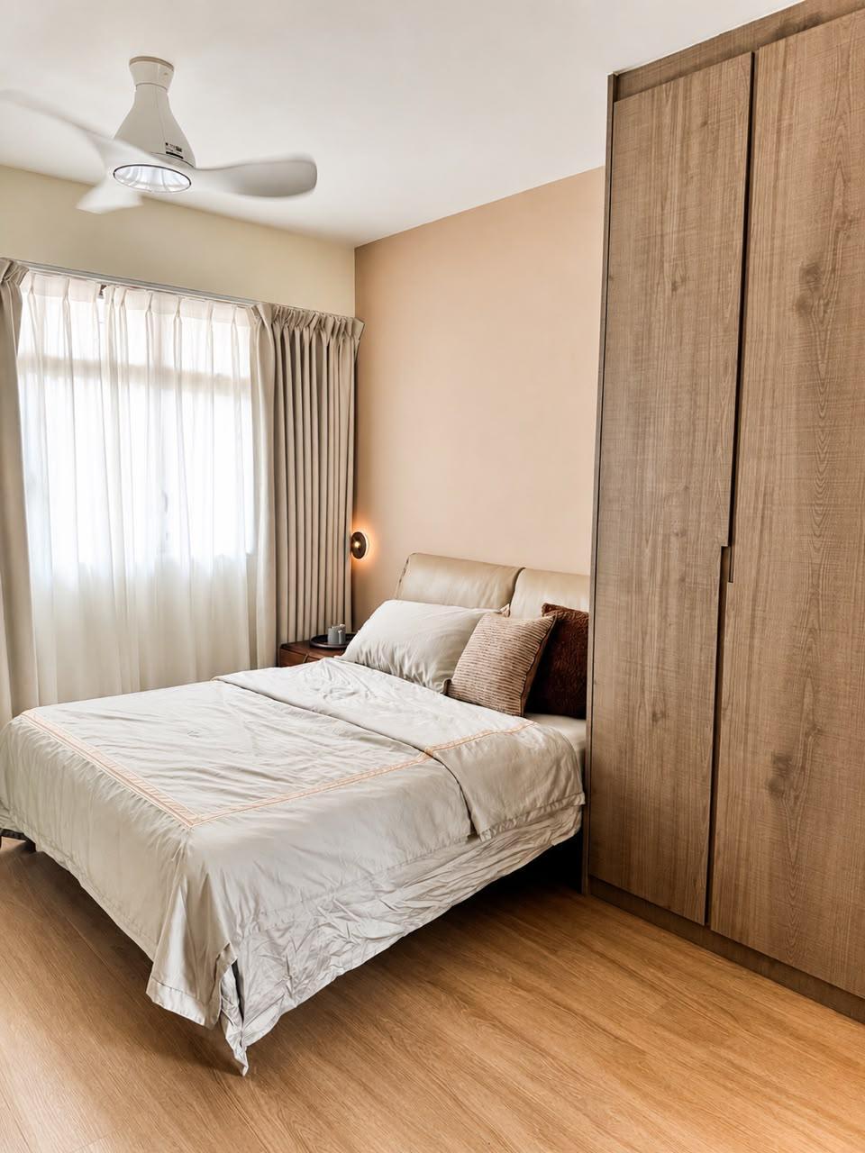 Modern Bedroom with Platform Bed and Wood Flooring