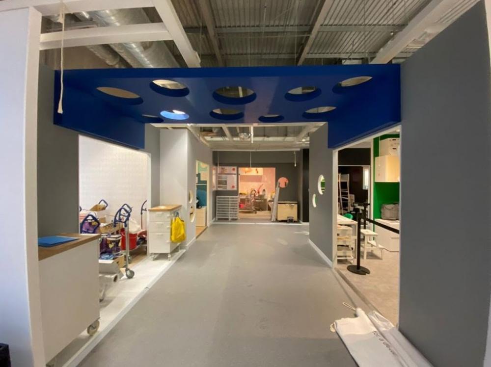 Modern Hallway with Artwork and Paintings