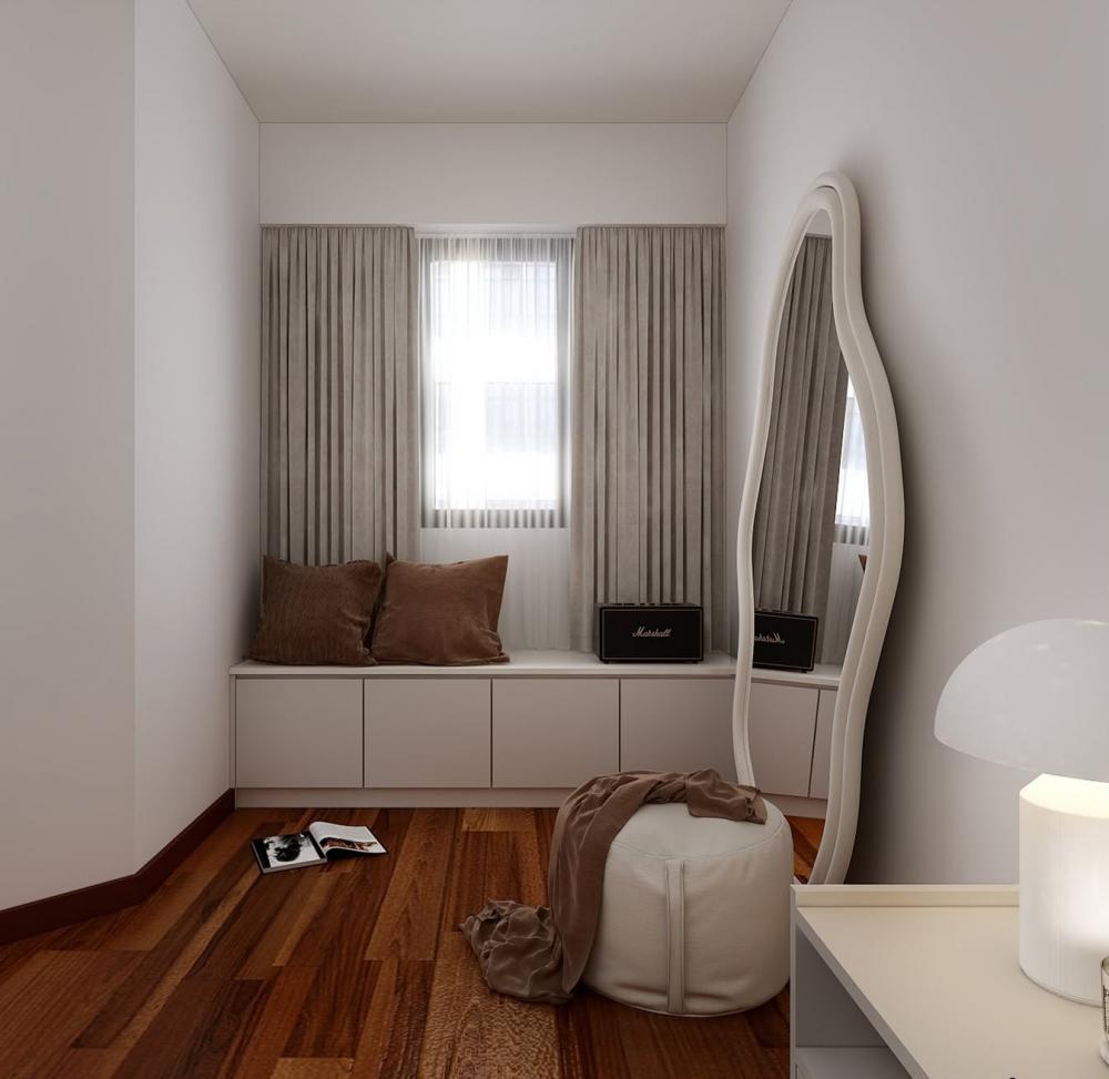 Modern Bedroom with Parquet Floor and Wood Flooring