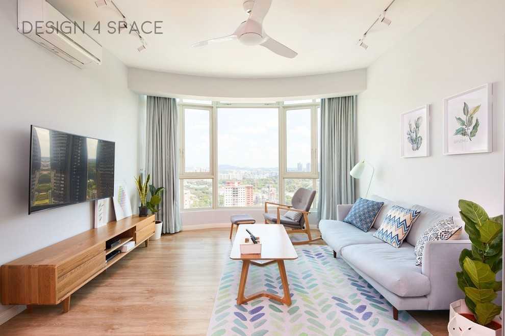 Minimalist Living Room with TV Console and Feature Wall