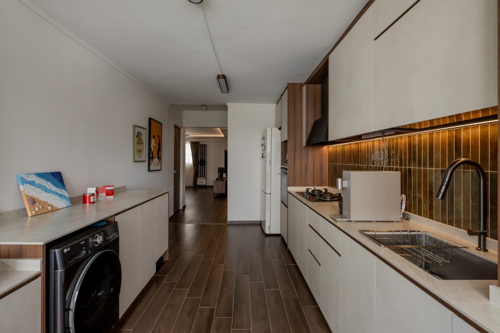 Scandinavian Kitchen with Countertop and Mosaic