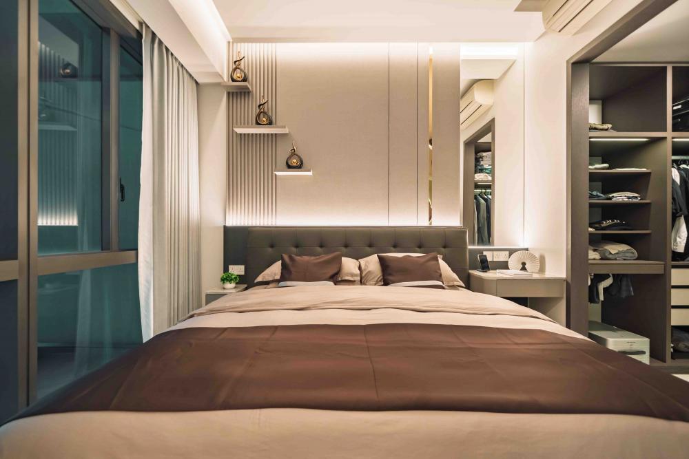 Modern Bedroom with Cove Lighting and Wardrobe