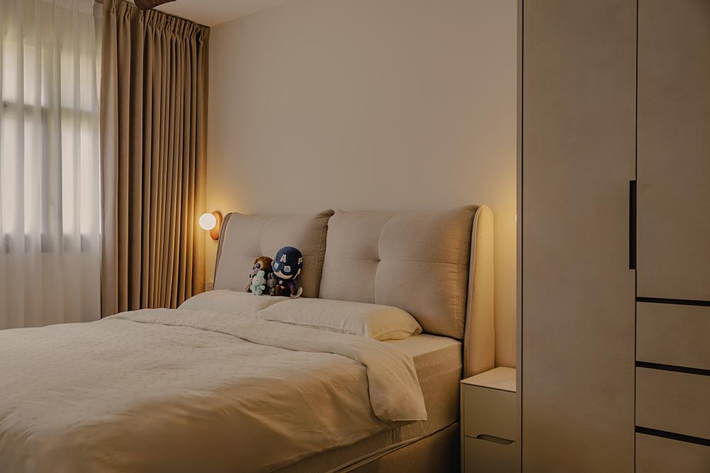 Scandinavian Bedroom with Wardrobe and Bedside Table