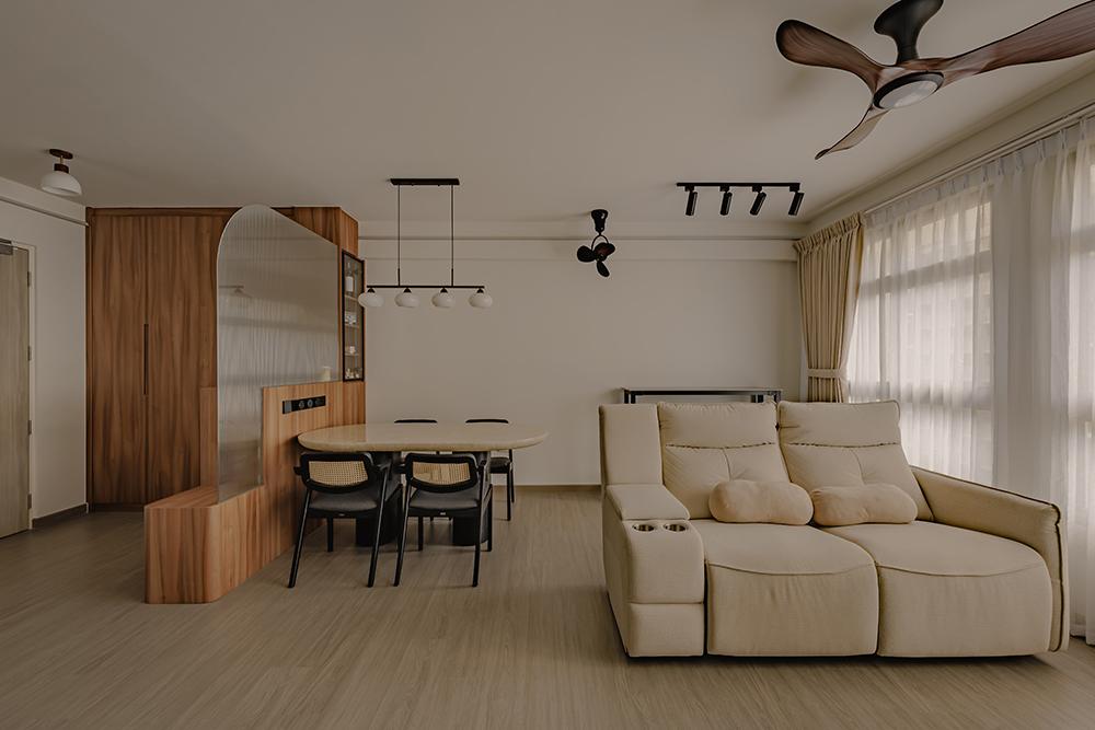 Scandinavian Living Room with Settee and Vinyl Flooring