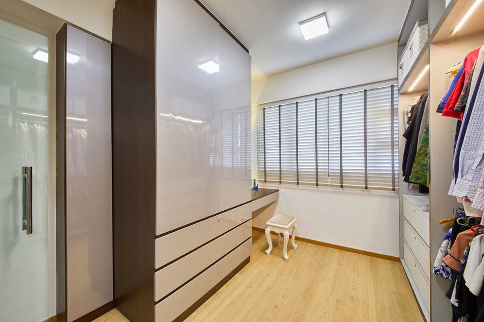 Asian Bedroom with Homogeneous Tiles and Wardrobe
