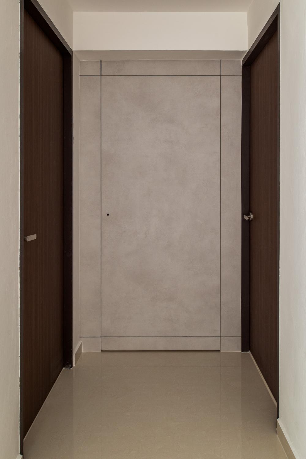 Contemporary Hallway with Feature Wall and Artwork