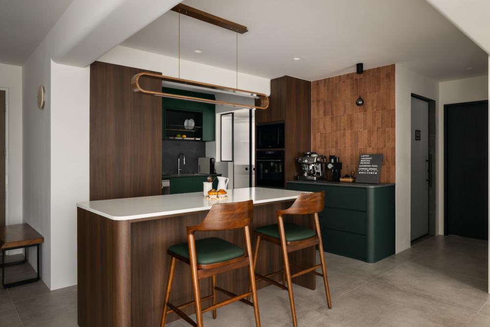Contemporary Kitchen with Countertop and Kitchen Island