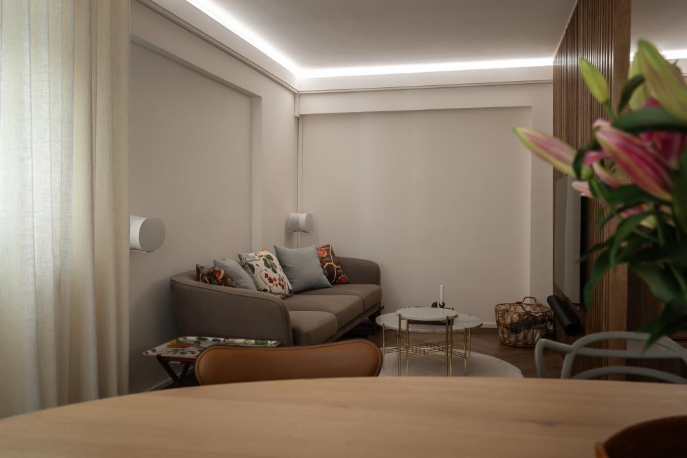 Modern Living Room with Feature Wall and Cove Lighting
