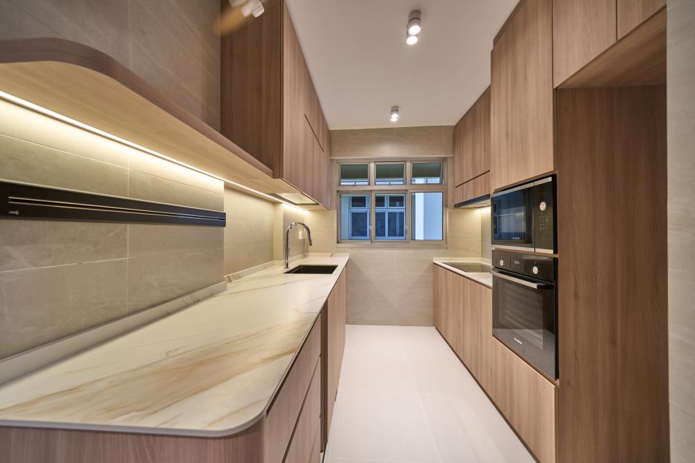 Minimalist Kitchen with Countertop and Kitchen Tap