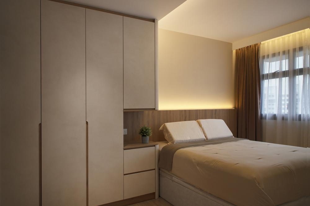 Contemporary Bedroom with Ceiling Light and Queen Bed