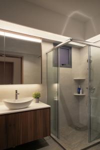 Contemporary Bathroom at 4 Room HDB @ Grove Spring Yishun