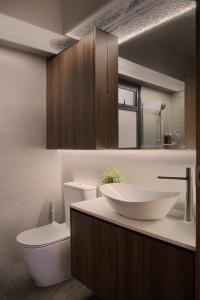 Contemporary Bathroom at 4 Room HDB @ Grove Spring Yishun