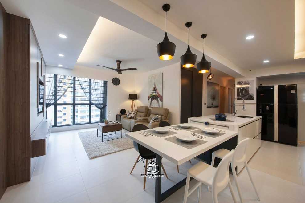 Modern Living Room with Wood Flooring and TV Console