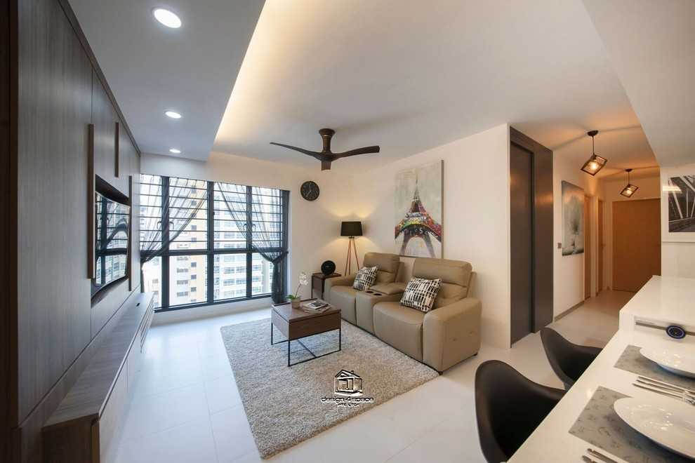 Modern Living Room with Vinyl Flooring and TV Console