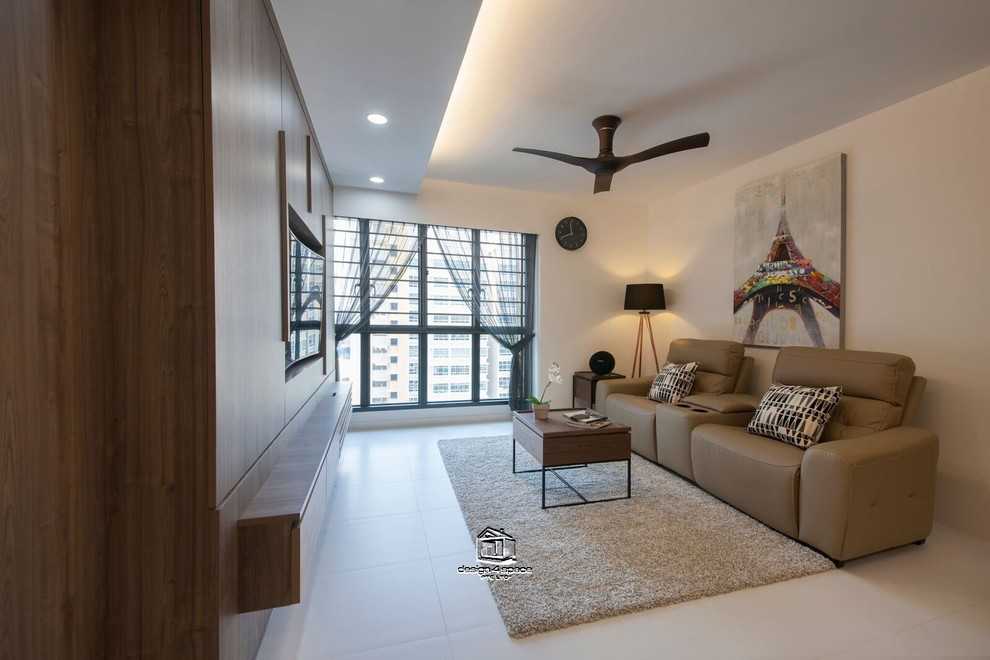Modern Living Room with TV Console and Feature Wall