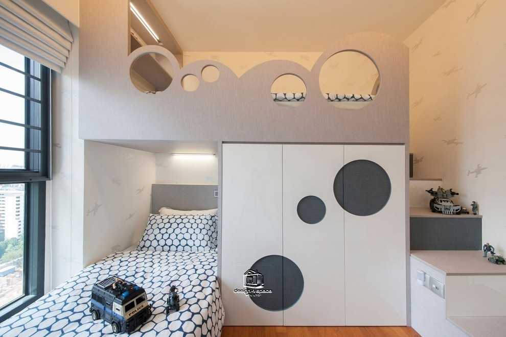 Modern Kids Room with Platform Bed and Built-in Bed