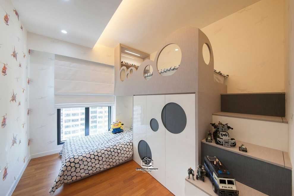 Modern Kids Room with Platform Bed and Built-in Bed