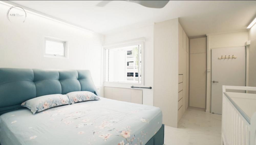 Modern Bedroom with Wood Flooring and Wardrobe