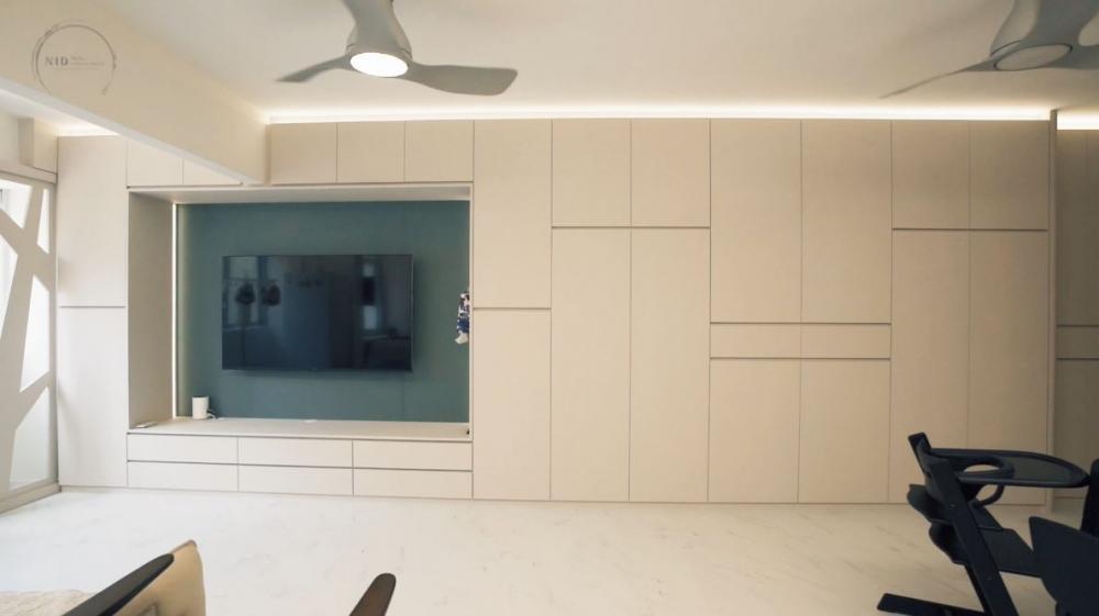 Modern Living Room with TV Console and Display Cabinets