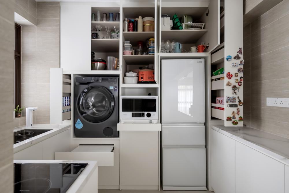 Modern Kitchen with Countertop and Washing Machine