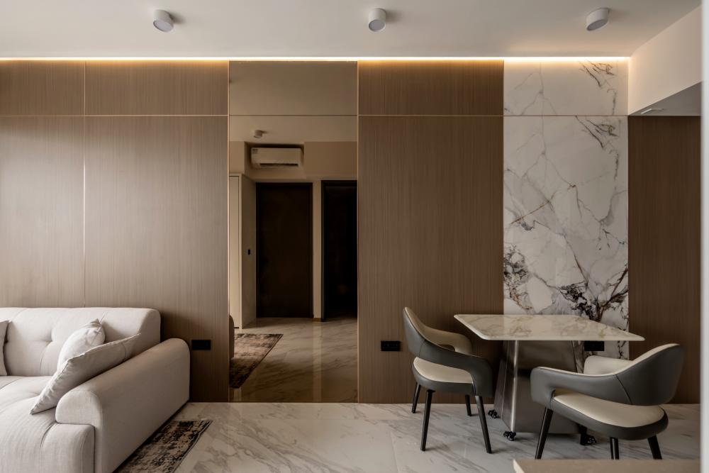 Modern Living Room with Sofa and Dining Table