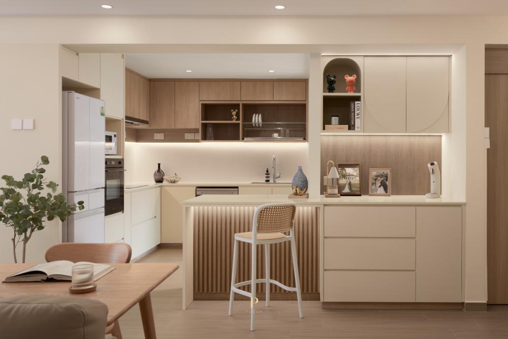 Minimalist Kitchen with Kitchen Island and Open Kitchen
